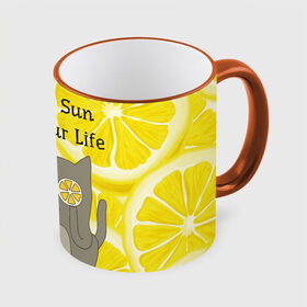 Кружка 3D с принтом More Sun In Your Life в Петрозаводске, керамика | ёмкость 330 мл | cat | kitty | lemon | lemonade | limon | pussycat | summer | жара | желтый | кот | котенок | котики | котэ | кошка | лемон | лемонад | лето | лимон | лимонад | позитив | серый | сок | солнце | сочный | фрукт | цитрус | черный | яркий