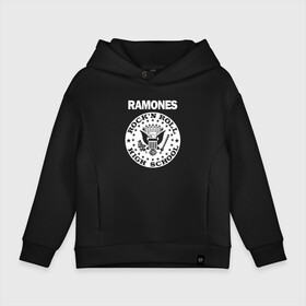 Детское худи Oversize хлопок с принтом Ramones в Петрозаводске, френч-терри — 70% хлопок, 30% полиэстер. Мягкий теплый начес внутри —100% хлопок | боковые карманы, эластичные манжеты и нижняя кромка, капюшон на магнитной кнопке | группа | панк | рамон | рамонес | рамоунз | рамоунс | рок | хард