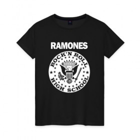 Женская футболка хлопок с принтом Ramones в Петрозаводске, 100% хлопок | прямой крой, круглый вырез горловины, длина до линии бедер, слегка спущенное плечо | группа | панк | рамон | рамонес | рамоунз | рамоунс | рок | хард