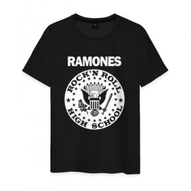 Мужская футболка хлопок с принтом Ramones в Петрозаводске, 100% хлопок | прямой крой, круглый вырез горловины, длина до линии бедер, слегка спущенное плечо. | Тематика изображения на принте: группа | панк | рамон | рамонес | рамоунз | рамоунс | рок | хард