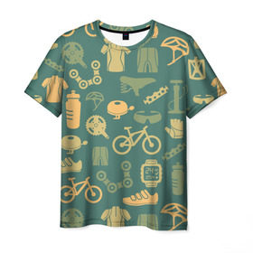Мужская футболка 3D с принтом Велосипед Текстура в Петрозаводске, 100% полиэфир | прямой крой, круглый вырез горловины, длина до линии бедер | байк | велик | вело | велосипед | велосипеды | велоспорт | с велосипедом | спорт