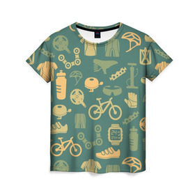 Женская футболка 3D с принтом Велосипед Текстура в Петрозаводске, 100% полиэфир ( синтетическое хлопкоподобное полотно) | прямой крой, круглый вырез горловины, длина до линии бедер | байк | велик | вело | велосипед | велосипеды | велоспорт | с велосипедом | спорт