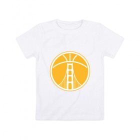 Детская футболка хлопок с принтом Golden State Warriors в Петрозаводске, 100% хлопок | круглый вырез горловины, полуприлегающий силуэт, длина до линии бедер | basketball | golden state warriors | nba | баскетбол | голден стэйт уорриорз | нба