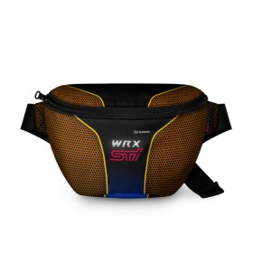 Поясная сумка 3D с принтом Subaru WRX STI в Петрозаводске, 100% полиэстер | плотная ткань, ремень с регулируемой длиной, внутри несколько карманов для мелочей, основное отделение и карман с обратной стороны сумки застегиваются на молнию | impreza | pro | sport | sti | subaru | wrx | врикс | врх | импреза | логотип | сетка | соты | субарик | субару