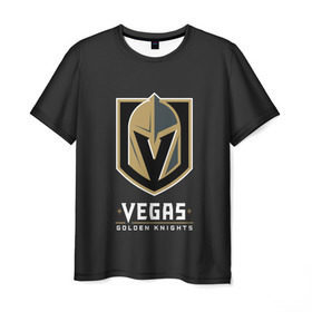 Мужская футболка 3D с принтом Vegas Golden Knights в Петрозаводске, 100% полиэфир | прямой крой, круглый вырез горловины, длина до линии бедер | 