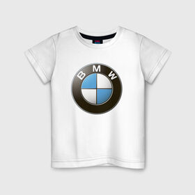 Детская футболка хлопок с принтом BMW в Петрозаводске, 100% хлопок | круглый вырез горловины, полуприлегающий силуэт, длина до линии бедер | bmw | logo | бмв | логотип бмв