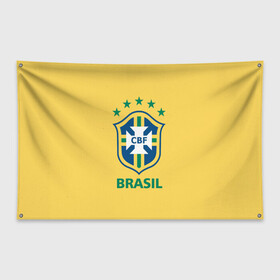 Флаг-баннер с принтом Сборная Бразилии в Петрозаводске, 100% полиэстер | размер 67 х 109 см, плотность ткани — 95 г/м2; по краям флага есть четыре люверса для крепления | сборная бразилии | футбол