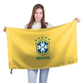 Флаг 3D с принтом Сборная Бразилии в Петрозаводске, 100% полиэстер | плотность ткани — 95 г/м2, размер — 67 х 109 см. Принт наносится с одной стороны | сборная бразилии | футбол