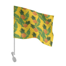 Флаг для автомобиля с принтом Ананасы в Петрозаводске, 100% полиэстер | Размер: 30*21 см | fashion | leaf | листья | мода | море | отдых | природа | тропики