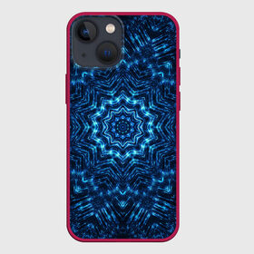 Чехол для iPhone 13 mini с принтом Космическая мандала в Петрозаводске,  |  | circle | flower | mandala | ornament | абстракт | вселенная | геометрия | голубая | жизнь | звезды | комета | космос | огни | орнамент | паттерн | синяя | узоры | цвет | цветок | яркая