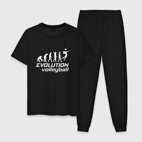 Мужская пижама хлопок с принтом Evoluon volleyball в Петрозаводске, 100% хлопок | брюки и футболка прямого кроя, без карманов, на брюках мягкая резинка на поясе и по низу штанин
 | evoluon | volleyball |  эволюция | волейбол