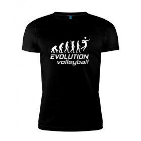 Мужская футболка премиум с принтом Evoluon volleyball в Петрозаводске, 92% хлопок, 8% лайкра | приталенный силуэт, круглый вырез ворота, длина до линии бедра, короткий рукав | evoluon | volleyball |  эволюция | волейбол