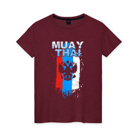 Женская футболка хлопок с принтом Muay Thai в Петрозаводске, 100% хлопок | прямой крой, круглый вырез горловины, длина до линии бедер, слегка спущенное плечо | 