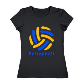 Женская футболка хлопок с принтом Volleyball в Петрозаводске, 100% хлопок | прямой крой, круглый вырез горловины, длина до линии бедер, слегка спущенное плечо | sport | volleyball | волейбол | спорт
