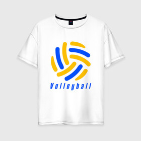Женская футболка хлопок Oversize с принтом Volleyball в Петрозаводске, 100% хлопок | свободный крой, круглый ворот, спущенный рукав, длина до линии бедер
 | sport | volleyball | волейбол | спорт