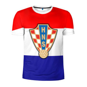 Мужская футболка 3D спортивная с принтом Сборная Хорватии флаг в Петрозаводске, 100% полиэстер с улучшенными характеристиками | приталенный силуэт, круглая горловина, широкие плечи, сужается к линии бедра | европы | хорватия | чемпионат мира | чм