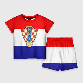 Детский костюм с шортами 3D с принтом Сборная Хорватии флаг в Петрозаводске,  |  | европы | хорватия | чемпионат мира | чм