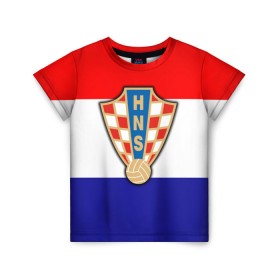 Детская футболка 3D с принтом Сборная Хорватии флаг в Петрозаводске, 100% гипоаллергенный полиэфир | прямой крой, круглый вырез горловины, длина до линии бедер, чуть спущенное плечо, ткань немного тянется | европы | хорватия | чемпионат мира | чм