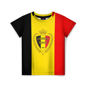 Детская футболка 3D с принтом Сборная Бельгии флаг в Петрозаводске, 100% гипоаллергенный полиэфир | прямой крой, круглый вырез горловины, длина до линии бедер, чуть спущенное плечо, ткань немного тянется | бельгия | европы | мира | чемпионат | чм