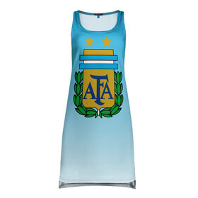 Платье-майка 3D с принтом Сборная Аргентина в Петрозаводске, 100% полиэстер | полуприлегающий силуэт, широкие бретели, круглый вырез горловины, удлиненный подол сзади. | сборная аргентина | футбол. | чемпионат мира