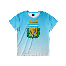 Детская футболка 3D с принтом Сборная Аргентина в Петрозаводске, 100% гипоаллергенный полиэфир | прямой крой, круглый вырез горловины, длина до линии бедер, чуть спущенное плечо, ткань немного тянется | сборная аргентина | футбол. | чемпионат мира