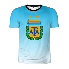 Мужская футболка 3D спортивная с принтом Сборная Аргентина в Петрозаводске, 100% полиэстер с улучшенными характеристиками | приталенный силуэт, круглая горловина, широкие плечи, сужается к линии бедра | сборная аргентина | футбол. | чемпионат мира