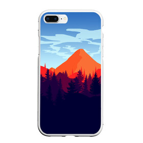 Чехол для iPhone 7Plus/8 Plus матовый с принтом Firewatch collection в Петрозаводске, Силикон | Область печати: задняя сторона чехла, без боковых панелей | art | campo santo | firewatch | game | горы | закат | игра | лес | пейзаж | пожарный дозор | солнце | холмы