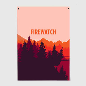 Постер с принтом FIREWATCH в Петрозаводске, 100% бумага
 | бумага, плотность 150 мг. Матовая, но за счет высокого коэффициента гладкости имеет небольшой блеск и дает на свету блики, но в отличии от глянцевой бумаги не покрыта лаком | art | campo santo | firewatch | game | горы | закат | игра | лес | пейзаж | пожарный дозор | солнце | холмы