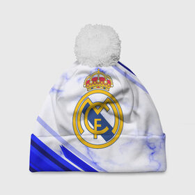Шапка 3D c помпоном с принтом Real Madrid 2018 в Петрозаводске, 100% полиэстер | универсальный размер, печать по всей поверхности изделия | football | soccer | реал мадрид
