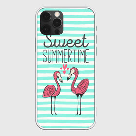 Чехол для iPhone 12 Pro Max с принтом Sweet Summer Time в Петрозаводске, Силикон |  | animal | art | flamingo | love | pink | summer | sweet | time | арт | белый | бирюзовый | жара | животное | лето | любовь | матроска | полоски | рисунок | розовый | роман | сердечки | сердце | серый | фламинго | черный