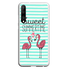 Чехол для Honor P30 с принтом Sweet Summer Time в Петрозаводске, Силикон | Область печати: задняя сторона чехла, без боковых панелей | Тематика изображения на принте: animal | art | flamingo | love | pink | summer | sweet | time | арт | белый | бирюзовый | жара | животное | лето | любовь | матроска | полоски | рисунок | розовый | роман | сердечки | сердце | серый | фламинго | черный