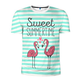 Мужская футболка 3D спортивная с принтом Sweet Summer Time в Петрозаводске, 100% полиэстер с улучшенными характеристиками | приталенный силуэт, круглая горловина, широкие плечи, сужается к линии бедра | Тематика изображения на принте: animal | art | flamingo | love | pink | summer | sweet | time | арт | белый | бирюзовый | жара | животное | лето | любовь | матроска | полоски | рисунок | розовый | роман | сердечки | сердце | серый | фламинго | черный