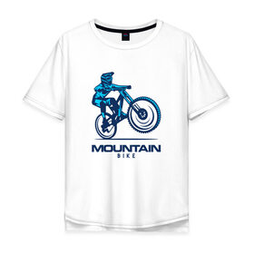 Мужская футболка хлопок Oversize с принтом Велосипед в Петрозаводске, 100% хлопок | свободный крой, круглый ворот, “спинка” длиннее передней части | Тематика изображения на принте: downhill | байк | велосипед | велоспорт | горный | горы | спорт