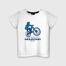 Детская футболка хлопок с принтом Велосипед в Петрозаводске, 100% хлопок | круглый вырез горловины, полуприлегающий силуэт, длина до линии бедер | downhill | байк | велосипед | велоспорт | горный | горы | спорт
