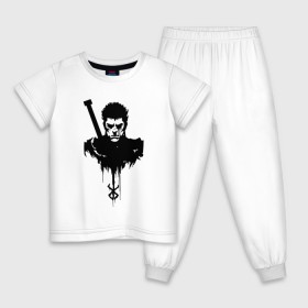 Детская пижама хлопок с принтом Берсерк. Гатс. Черный мечник. в Петрозаводске, 100% хлопок |  брюки и футболка прямого кроя, без карманов, на брюках мягкая резинка на поясе и по низу штанин
 | 