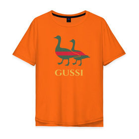 Мужская футболка хлопок Oversize с принтом Gussi GG в Петрозаводске, 100% хлопок | свободный крой, круглый ворот, “спинка” длиннее передней части | gucci | gussi | гуси | гучи