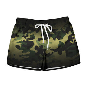 Женские шорты 3D с принтом Camouflage - Series 3 (Shorts,Pants) в Петрозаводске, 100% полиэстер | прямой крой, два кармана без застежек по бокам. Мягкая трикотажная резинка на поясе, внутри которой широкие завязки. Длина до середины бедра | 0x000000123 | camo | green | зелёный | камуфляж | спорт