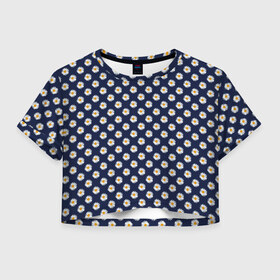 Женская футболка 3D укороченная с принтом Ромашки в Петрозаводске, 100% полиэстер | круглая горловина, длина футболки до линии талии, рукава с отворотами | ромашка | ромашки | цветочки | цветы