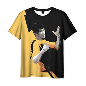 Мужская футболка 3D с принтом Bruce Lee в Петрозаводске, 100% полиэфир | прямой крой, круглый вырез горловины, длина до линии бедер | Тематика изображения на принте: bruce lee | актер | боец | воин | звезда | карате
