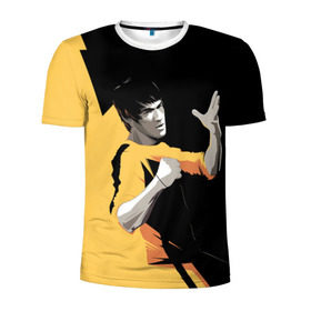 Мужская футболка 3D спортивная с принтом Bruce Lee в Петрозаводске, 100% полиэстер с улучшенными характеристиками | приталенный силуэт, круглая горловина, широкие плечи, сужается к линии бедра | Тематика изображения на принте: bruce lee | актер | боец | воин | звезда | карате