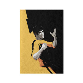 Обложка для паспорта матовая кожа с принтом Bruce Lee в Петрозаводске, натуральная матовая кожа | размер 19,3 х 13,7 см; прозрачные пластиковые крепления | Тематика изображения на принте: bruce lee | актер | боец | воин | звезда | карате