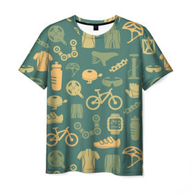Мужская футболка 3D с принтом Велосипедист в Петрозаводске, 100% полиэфир | прямой крой, круглый вырез горловины, длина до линии бедер | bicycle | bike | road | speed | sport | вело | велосипед | велосипедист | гонщик | дорога | здоровье | педали | сила | скорость | спорт | трасса | шлем