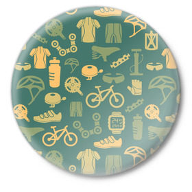 Значок с принтом Велосипедист в Петрозаводске,  металл | круглая форма, металлическая застежка в виде булавки | Тематика изображения на принте: bicycle | bike | road | speed | sport | вело | велосипед | велосипедист | гонщик | дорога | здоровье | педали | сила | скорость | спорт | трасса | шлем