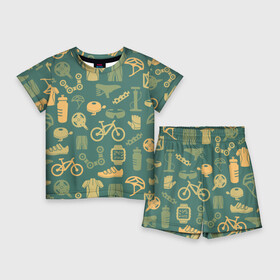 Детский костюм с шортами 3D с принтом Велосипедист в Петрозаводске,  |  | bicycle | bike | road | speed | sport | вело | велосипед | велосипедист | гонщик | дорога | здоровье | педали | сила | скорость | спорт | трасса | шлем