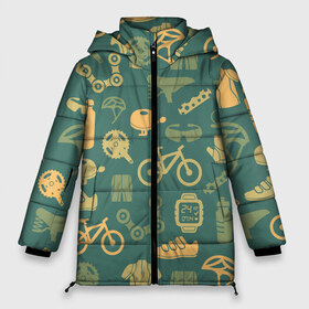 Женская зимняя куртка 3D с принтом Велосипедист в Петрозаводске, верх — 100% полиэстер; подкладка — 100% полиэстер; утеплитель — 100% полиэстер | длина ниже бедра, силуэт Оверсайз. Есть воротник-стойка, отстегивающийся капюшон и ветрозащитная планка. 

Боковые карманы с листочкой на кнопках и внутренний карман на молнии | bicycle | bike | road | speed | sport | вело | велосипед | велосипедист | гонщик | дорога | здоровье | педали | сила | скорость | спорт | трасса | шлем