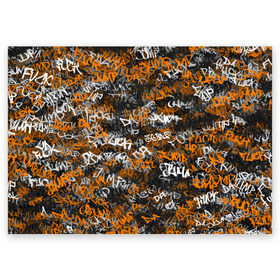 Поздравительная открытка с принтом Jump da f#ck up! в Петрозаводске, 100% бумага | плотность бумаги 280 г/м2, матовая, на обратной стороне линовка и место для марки
 | Тематика изображения на принте: slipknot | soulfly | u rban | белый | графити | граффити | камуфляж | надпись | оранжевый | черный