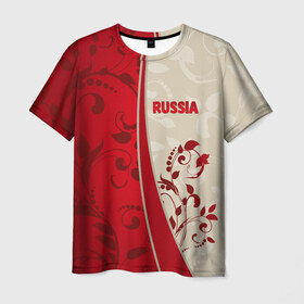 Мужская футболка 3D с принтом Russia в Петрозаводске, 100% полиэфир | прямой крой, круглый вырез горловины, длина до линии бедер | rus | russia | team | мира | российская | россия | рф | сборная | федерация | футбол | чемпионат