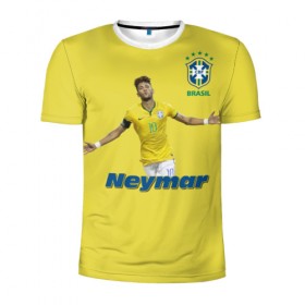 Мужская футболка 3D спортивная с принтом Неймар в Петрозаводске, 100% полиэстер с улучшенными характеристиками | приталенный силуэт, круглая горловина, широкие плечи, сужается к линии бедра | Тематика изображения на принте: neymar | неймар | сборная бразилии | футбол
