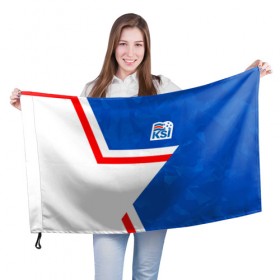 Флаг 3D с принтом KSI ICELAND STAR в Петрозаводске, 100% полиэстер | плотность ткани — 95 г/м2, размер — 67 х 109 см. Принт наносится с одной стороны | 