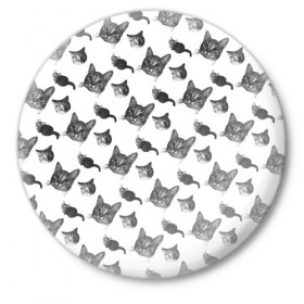 Значок с принтом Кошка Соня в Петрозаводске,  металл | круглая форма, металлическая застежка в виде булавки | Тематика изображения на принте: котик | кошечка | кошка | мяу
